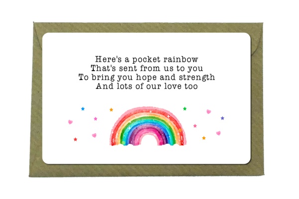 Rainbow Of Hope Metal Wallet Card Sentimental Gift Note ''Lots Of Our Love''
